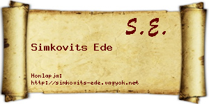 Simkovits Ede névjegykártya